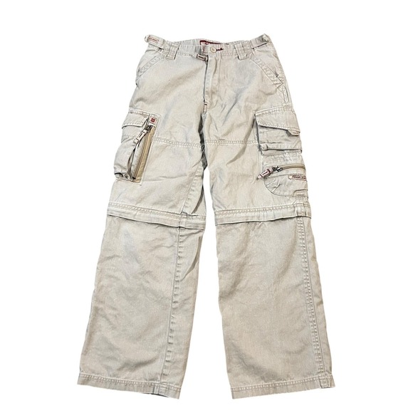 VTG PACO Jeans‎ Sz 12 Cargo Loose Y2K Kids Baggy Skater Jeans Convertible - Picture 1 of 11